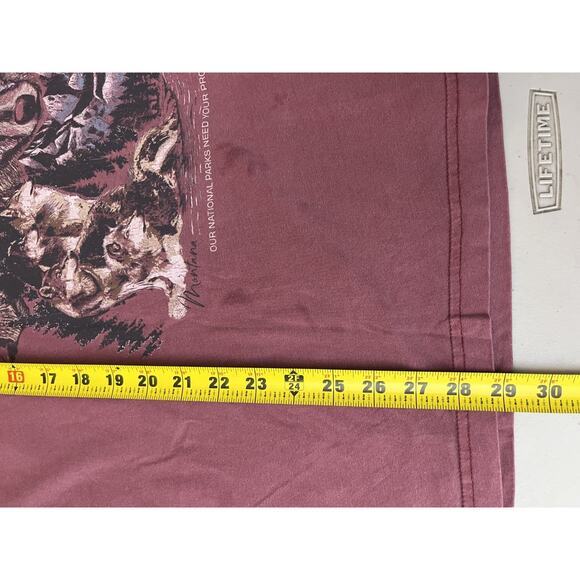 Yellowstone Wolves National Park Animals Spirit Tee Shirt XL USA 90s Y2K Red - Picture 13 of 15